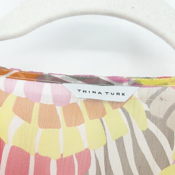 Trina Turk Womens Tropical 100%‎ Silk Kaftan Dress Swim Beach Cover Up Size S - Picture 5 of 9